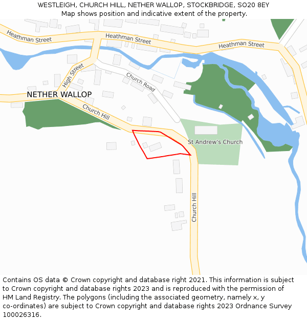 WESTLEIGH, CHURCH HILL, NETHER WALLOP, STOCKBRIDGE, SO20 8EY: Location map and indicative extent of plot