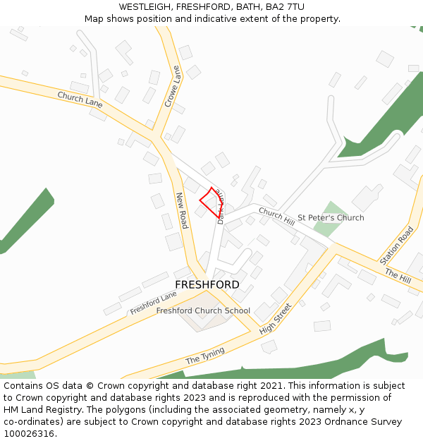 WESTLEIGH, FRESHFORD, BATH, BA2 7TU: Location map and indicative extent of plot