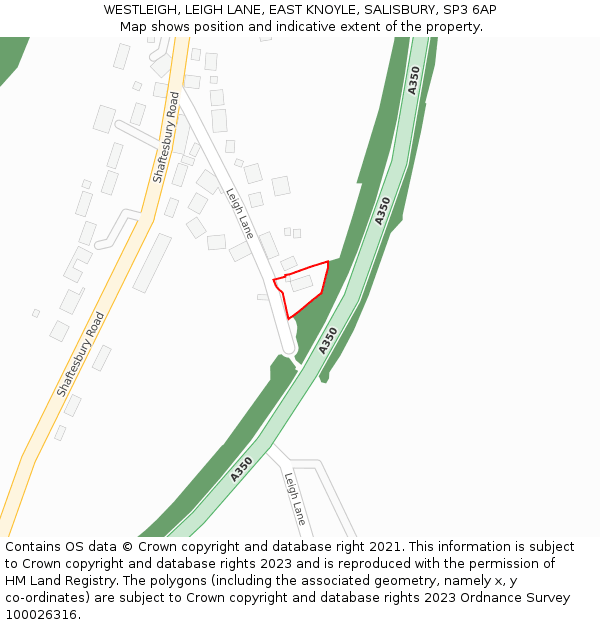 WESTLEIGH, LEIGH LANE, EAST KNOYLE, SALISBURY, SP3 6AP: Location map and indicative extent of plot