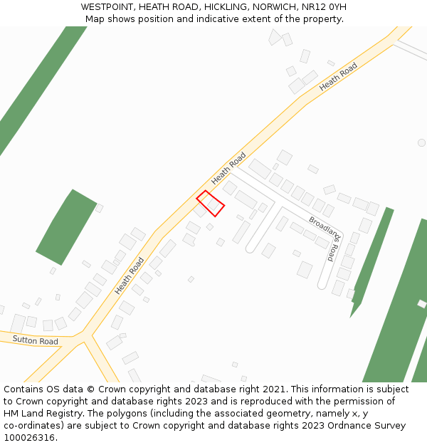 WESTPOINT, HEATH ROAD, HICKLING, NORWICH, NR12 0YH: Location map and indicative extent of plot