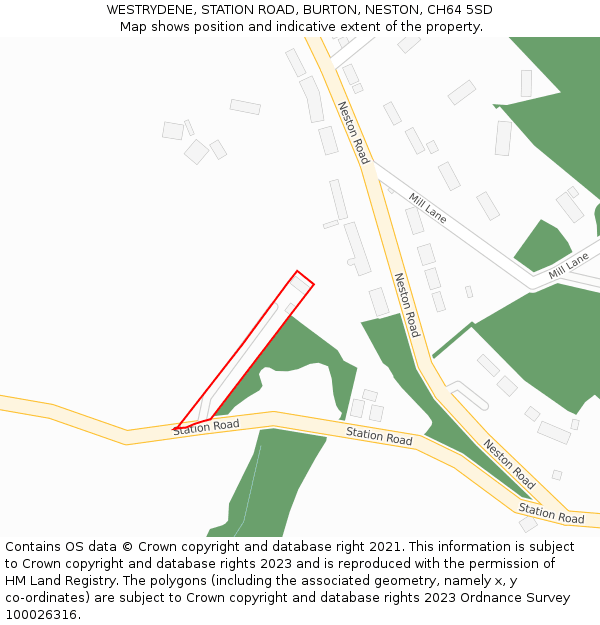 WESTRYDENE, STATION ROAD, BURTON, NESTON, CH64 5SD: Location map and indicative extent of plot