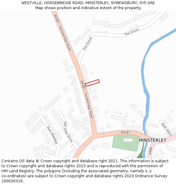 WESTVILLE, HORSEBRIDGE ROAD, MINSTERLEY, SHREWSBURY, SY5 0AE: Location map and indicative extent of plot
