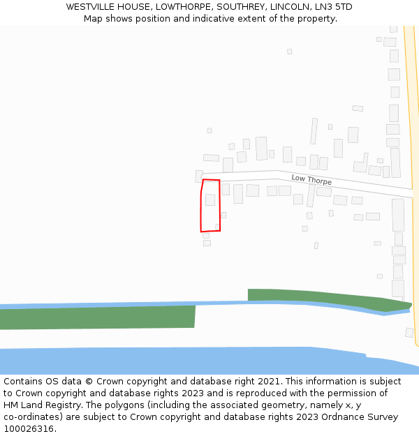 WESTVILLE HOUSE, LOWTHORPE, SOUTHREY, LINCOLN, LN3 5TD: Location map and indicative extent of plot