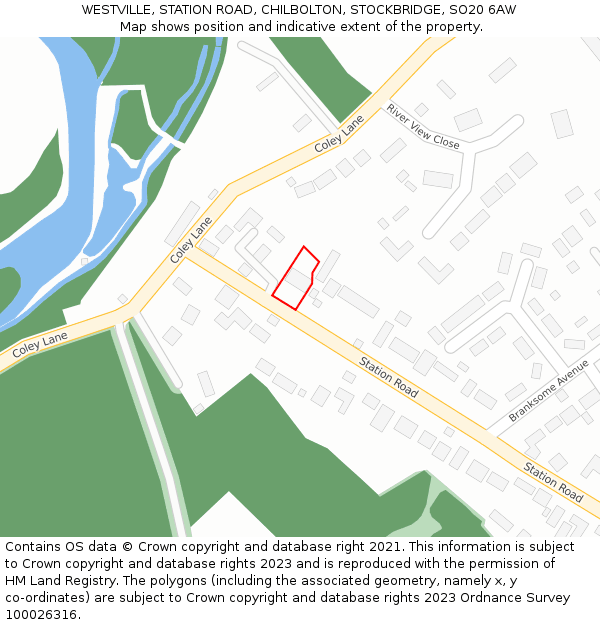 WESTVILLE, STATION ROAD, CHILBOLTON, STOCKBRIDGE, SO20 6AW: Location map and indicative extent of plot