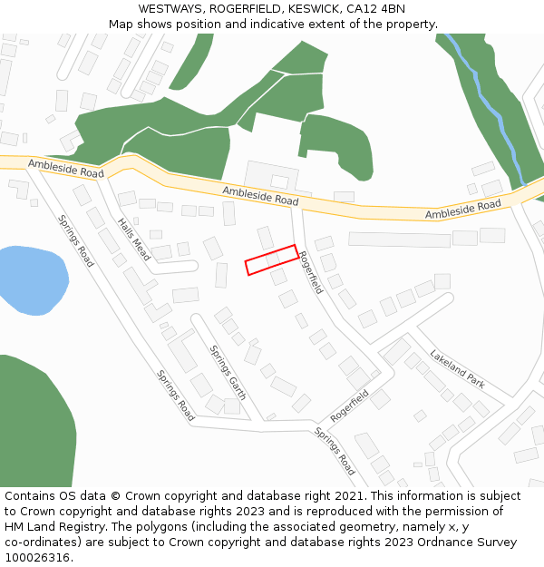 WESTWAYS, ROGERFIELD, KESWICK, CA12 4BN: Location map and indicative extent of plot