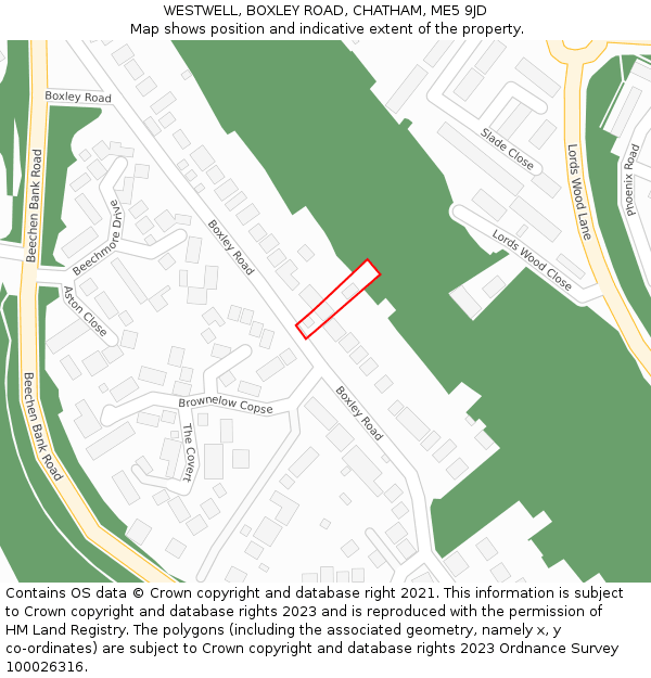 WESTWELL, BOXLEY ROAD, CHATHAM, ME5 9JD: Location map and indicative extent of plot