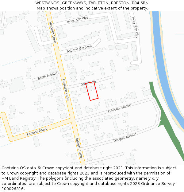 WESTWINDS, GREENWAYS, TARLETON, PRESTON, PR4 6RN: Location map and indicative extent of plot