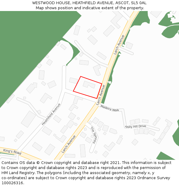 WESTWOOD HOUSE, HEATHFIELD AVENUE, ASCOT, SL5 0AL: Location map and indicative extent of plot