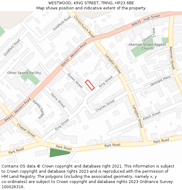 WESTWOOD, KING STREET, TRING, HP23 6BE: Location map and indicative extent of plot