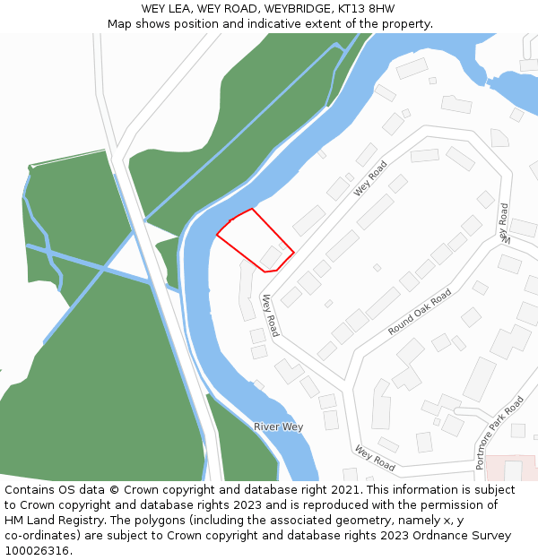 WEY LEA, WEY ROAD, WEYBRIDGE, KT13 8HW: Location map and indicative extent of plot