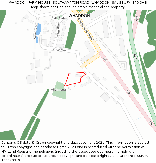 WHADDON FARM HOUSE, SOUTHAMPTON ROAD, WHADDON, SALISBURY, SP5 3HB: Location map and indicative extent of plot