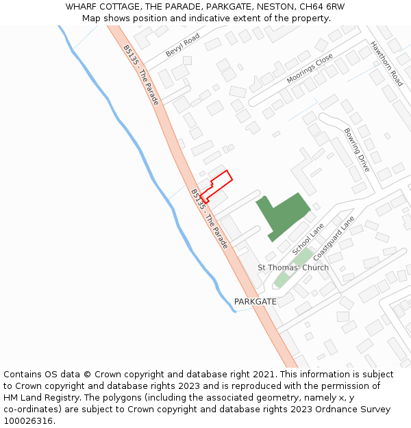 WHARF COTTAGE, THE PARADE, PARKGATE, NESTON, CH64 6RW: Location map and indicative extent of plot