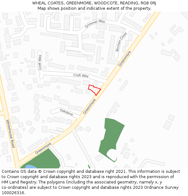 WHEAL COATES, GREENMORE, WOODCOTE, READING, RG8 0RJ: Location map and indicative extent of plot