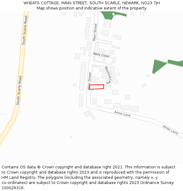 WHEATS COTTAGE, MAIN STREET, SOUTH SCARLE, NEWARK, NG23 7JH: Location map and indicative extent of plot