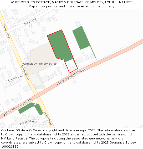 WHEELWRIGHTS COTTAGE, MANBY MIDDLEGATE, GRIMOLDBY, LOUTH, LN11 8ST: Location map and indicative extent of plot