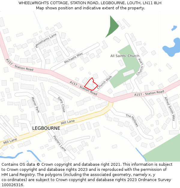 WHEELWRIGHTS COTTAGE, STATION ROAD, LEGBOURNE, LOUTH, LN11 8LH: Location map and indicative extent of plot