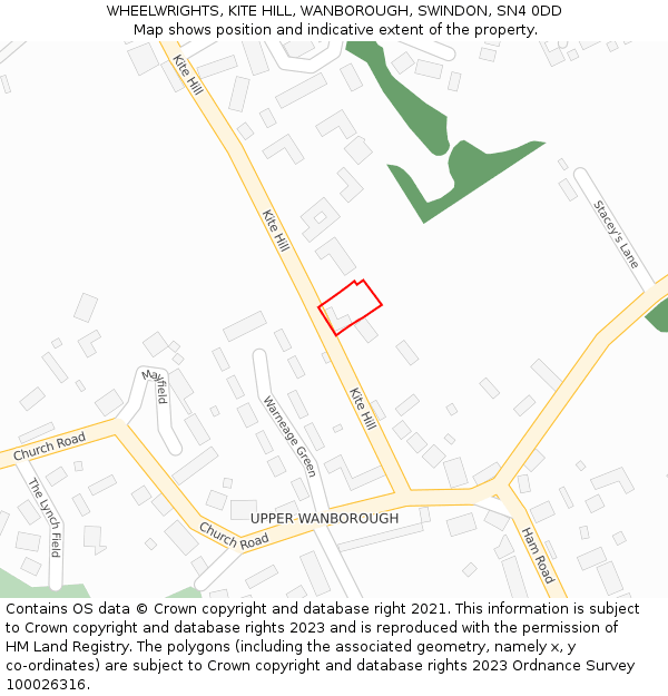 WHEELWRIGHTS, KITE HILL, WANBOROUGH, SWINDON, SN4 0DD: Location map and indicative extent of plot