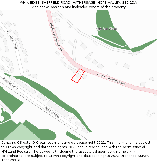 WHIN EDGE, SHEFFIELD ROAD, HATHERSAGE, HOPE VALLEY, S32 1DA: Location map and indicative extent of plot