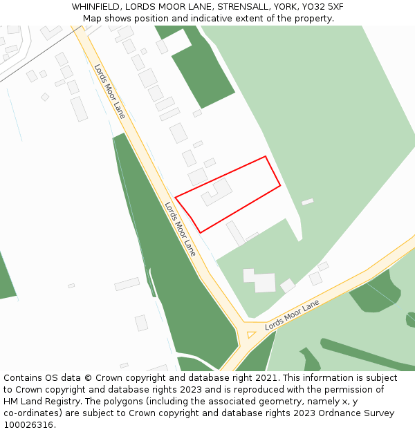 WHINFIELD, LORDS MOOR LANE, STRENSALL, YORK, YO32 5XF: Location map and indicative extent of plot