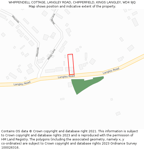 WHIPPENDELL COTTAGE, LANGLEY ROAD, CHIPPERFIELD, KINGS LANGLEY, WD4 9JQ: Location map and indicative extent of plot