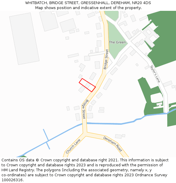 WHITBATCH, BRIDGE STREET, GRESSENHALL, DEREHAM, NR20 4DS: Location map and indicative extent of plot