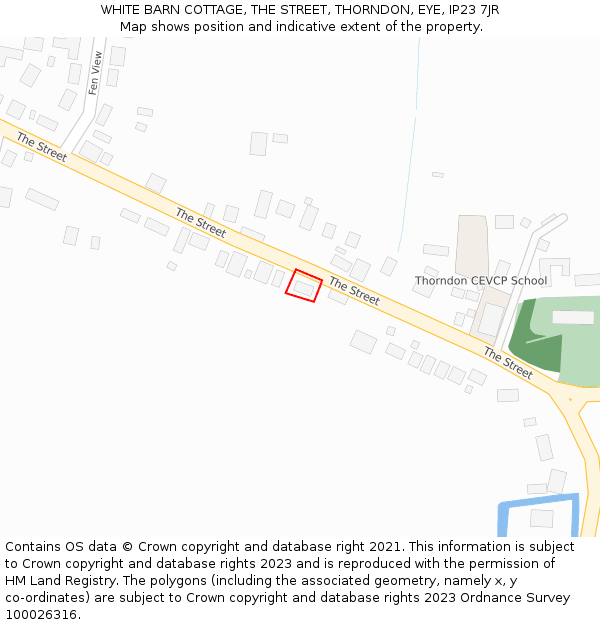 WHITE BARN COTTAGE, THE STREET, THORNDON, EYE, IP23 7JR: Location map and indicative extent of plot