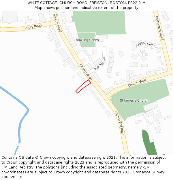 WHITE COTTAGE, CHURCH ROAD, FREISTON, BOSTON, PE22 0LA: Location map and indicative extent of plot