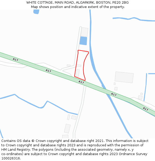 WHITE COTTAGE, MAIN ROAD, ALGARKIRK, BOSTON, PE20 2BG: Location map and indicative extent of plot