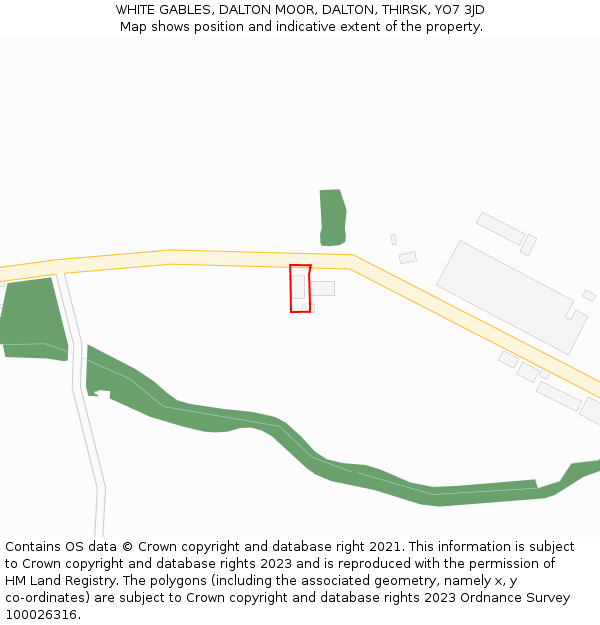 WHITE GABLES, DALTON MOOR, DALTON, THIRSK, YO7 3JD: Location map and indicative extent of plot