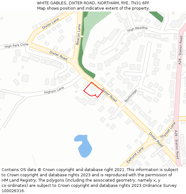 WHITE GABLES, DIXTER ROAD, NORTHIAM, RYE, TN31 6PF: Location map and indicative extent of plot