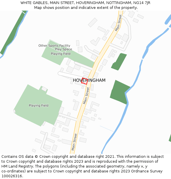 WHITE GABLES, MAIN STREET, HOVERINGHAM, NOTTINGHAM, NG14 7JR: Location map and indicative extent of plot