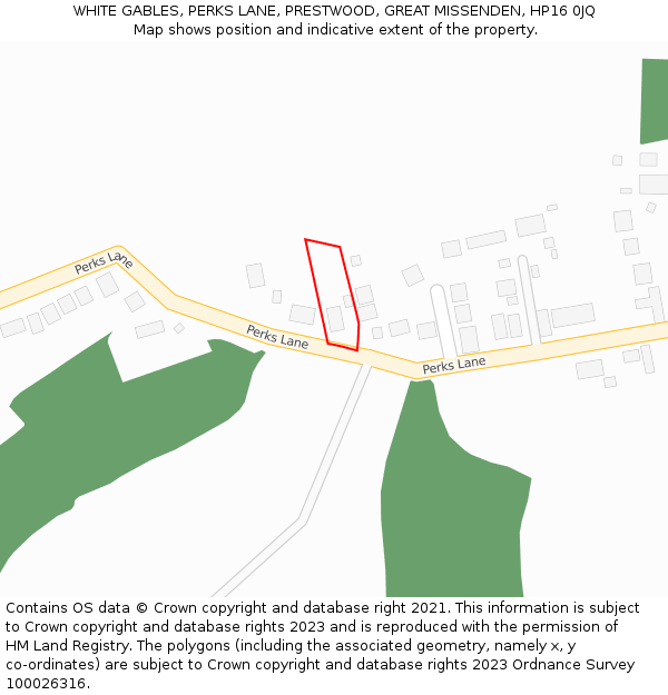 WHITE GABLES, PERKS LANE, PRESTWOOD, GREAT MISSENDEN, HP16 0JQ: Location map and indicative extent of plot