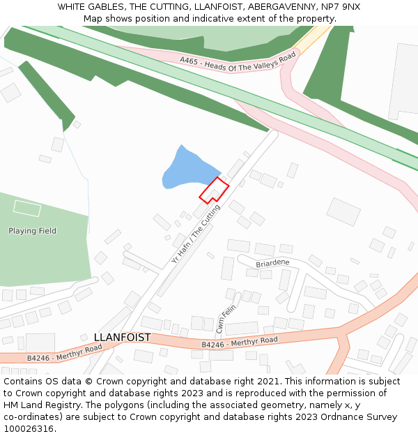 WHITE GABLES, THE CUTTING, LLANFOIST, ABERGAVENNY, NP7 9NX: Location map and indicative extent of plot