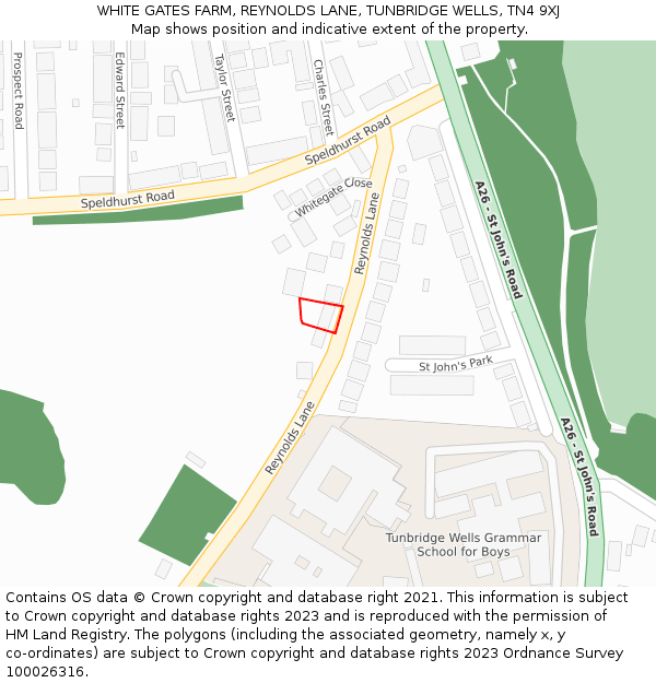 WHITE GATES FARM, REYNOLDS LANE, TUNBRIDGE WELLS, TN4 9XJ: Location map and indicative extent of plot