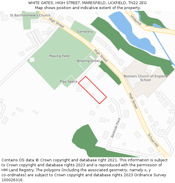 WHITE GATES, HIGH STREET, MARESFIELD, UCKFIELD, TN22 2EG: Location map and indicative extent of plot