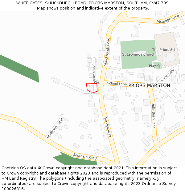 WHITE GATES, SHUCKBURGH ROAD, PRIORS MARSTON, SOUTHAM, CV47 7RS: Location map and indicative extent of plot