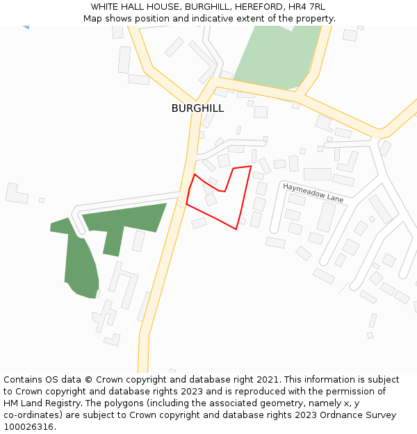 WHITE HALL HOUSE, BURGHILL, HEREFORD, HR4 7RL: Location map and indicative extent of plot