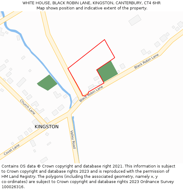 WHITE HOUSE, BLACK ROBIN LANE, KINGSTON, CANTERBURY, CT4 6HR: Location map and indicative extent of plot