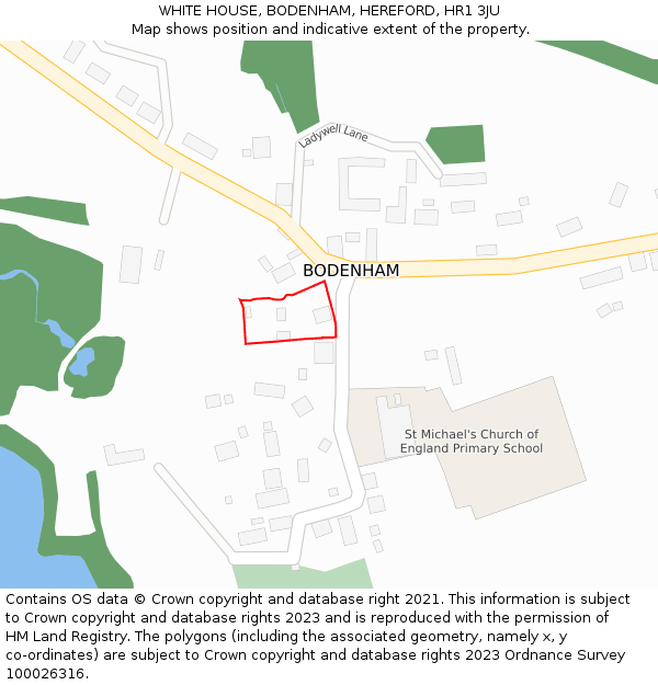 WHITE HOUSE, BODENHAM, HEREFORD, HR1 3JU: Location map and indicative extent of plot