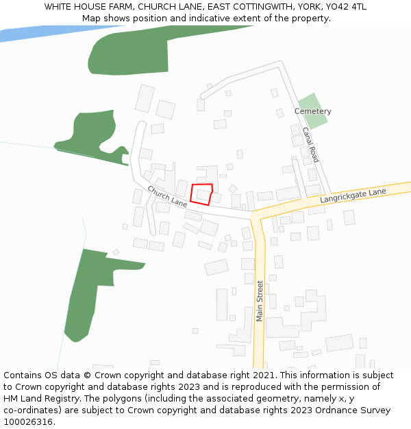 WHITE HOUSE FARM, CHURCH LANE, EAST COTTINGWITH, YORK, YO42 4TL: Location map and indicative extent of plot