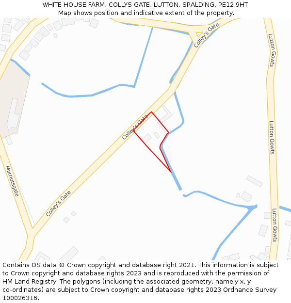 WHITE HOUSE FARM, COLLYS GATE, LUTTON, SPALDING, PE12 9HT: Location map and indicative extent of plot