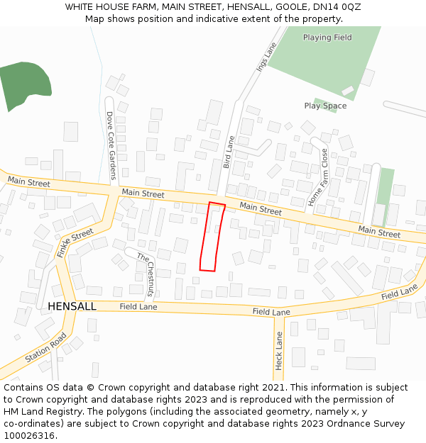 WHITE HOUSE FARM, MAIN STREET, HENSALL, GOOLE, DN14 0QZ: Location map and indicative extent of plot