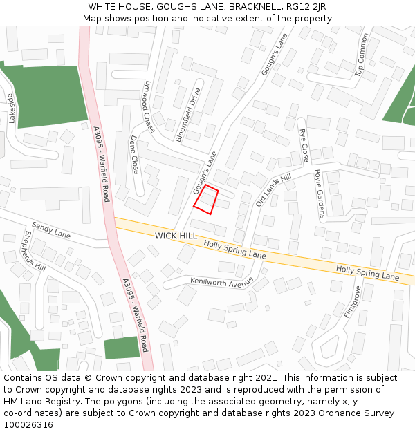 WHITE HOUSE, GOUGHS LANE, BRACKNELL, RG12 2JR: Location map and indicative extent of plot