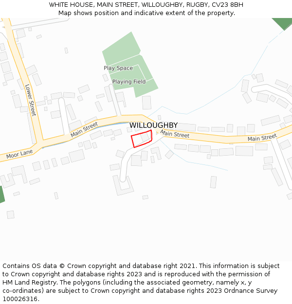 WHITE HOUSE, MAIN STREET, WILLOUGHBY, RUGBY, CV23 8BH: Location map and indicative extent of plot