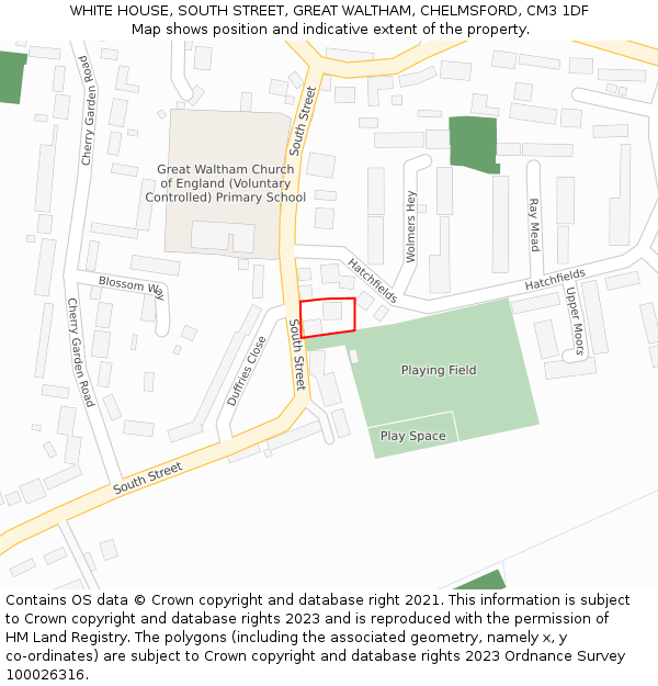 WHITE HOUSE, SOUTH STREET, GREAT WALTHAM, CHELMSFORD, CM3 1DF: Location map and indicative extent of plot