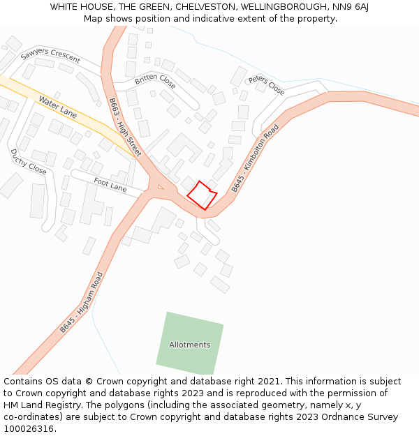 WHITE HOUSE, THE GREEN, CHELVESTON, WELLINGBOROUGH, NN9 6AJ: Location map and indicative extent of plot