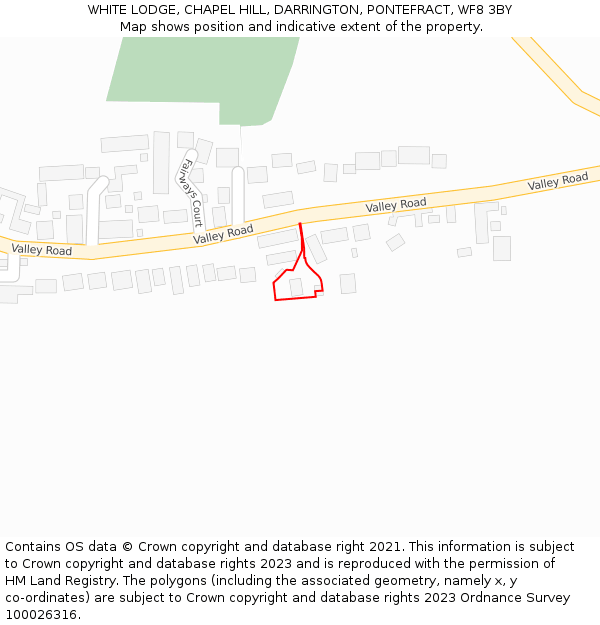 WHITE LODGE, CHAPEL HILL, DARRINGTON, PONTEFRACT, WF8 3BY: Location map and indicative extent of plot