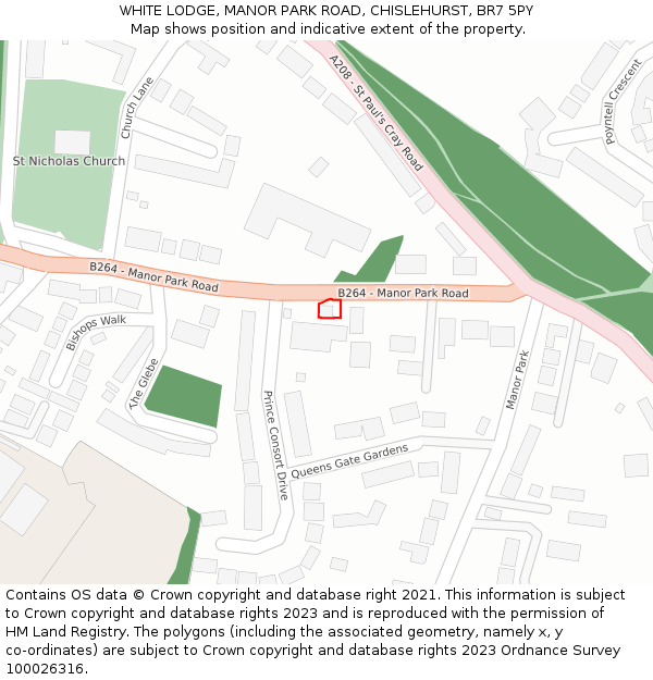 WHITE LODGE, MANOR PARK ROAD, CHISLEHURST, BR7 5PY: Location map and indicative extent of plot