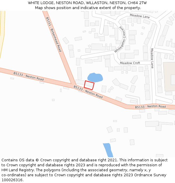 WHITE LODGE, NESTON ROAD, WILLASTON, NESTON, CH64 2TW: Location map and indicative extent of plot