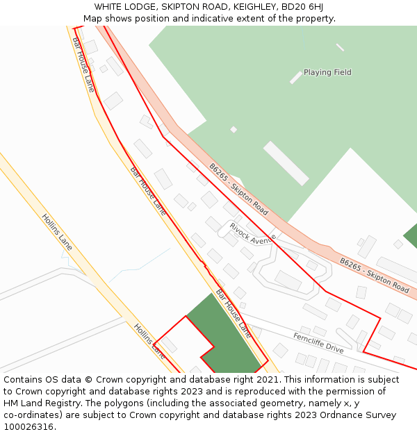 WHITE LODGE, SKIPTON ROAD, KEIGHLEY, BD20 6HJ: Location map and indicative extent of plot